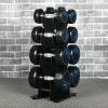 FENOKD Dumbbell Rack Weight Rack, Moving The Hand-Held Portable Tower Shape Pure Steel 4Tier Tree Stand Vertical Dumbbell Weight Rack For Home Gym Workout (Black 30X10X65Cm) view 4