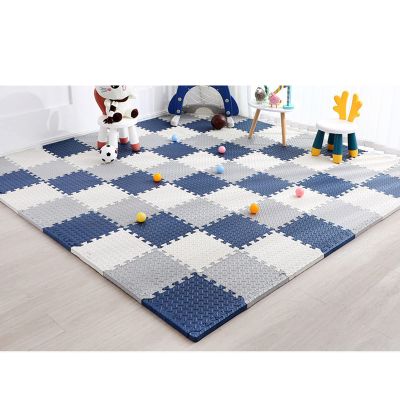 XSMYdpUS 12Pcs Interlocking Carpet Foam Mats,Puzzle Mat with Border,Soft Thicken Area Rugs Floor Carpet Tiles,Exercise Play Mat for Play Room Bedroom and Gym,12X12inch,CP 1,1/2"" Thick