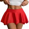 Avidlove Women Mini Skirt Flowy Pleated Skirt Casual Ruffles Beach Short Skirt Red Large