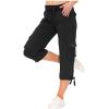 2024 Women Cargo Capris Summer Casual Drawstring Capris Pants with Pockets Wide Leg Cropped Pants Outdoor Hiking Pants view 2