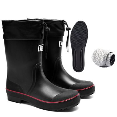 E KAINI Mens Rain Boots Water boots Waterproof PVC Rubber Boots Outdoor Mud Boots,Comfort Lightweight Mid-Calf Gardening Fishing Shoes for Yard Farm Work