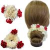 AnNafi Mogra White Gajra Rubber Band | Handmade Jasmine Bridal Hair & Hand Jewelry for Women (4, Red) view 1