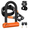 Sportneer Bike U Lock - Heavy Duty Anti Theft Bike Lock with 5ft Security Steel Cable - 17mm Shackle Bicycle U-Locks with Keys & Sturdy Mounting Bracket for Road, Mountain, Electric Bike - Orange view 1