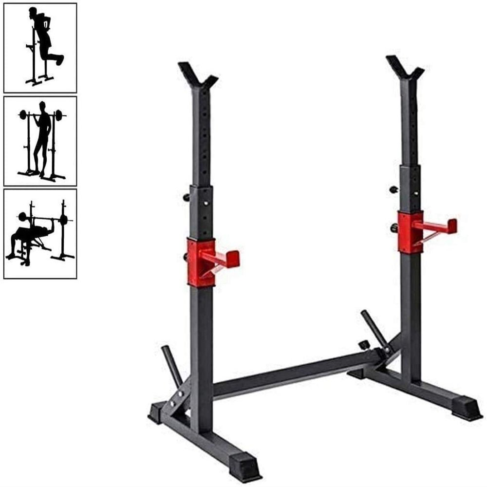 FENOKD Fitness Bench Press Equipment Home & Gym Height-Adjustable Squat Rack, Multi-Function Barbell Rack Dip Stand Barbell Stand Weight Lifting Rack Gym Family Fitness