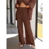 Udeniy Womens Winter Pajama Sets Fall Casual 2 Piece Loungewear Long Sleeve Oversize Button Front Pullover Wide Leg Pants Com view 3
