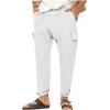 Cargo Pants for Men Slim fit Elastic Waist Tapered Pants Casual Drawstring Ankle Pants Comfy Trendy Summer Trousers White view 1