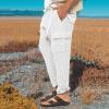 Cargo Pants for Men Slim fit Elastic Waist Tapered Pants Casual Drawstring Ankle Pants Comfy Trendy Summer Trousers White view 3