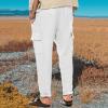 Cargo Pants for Men Slim fit Elastic Waist Tapered Pants Casual Drawstring Ankle Pants Comfy Trendy Summer Trousers White view 4