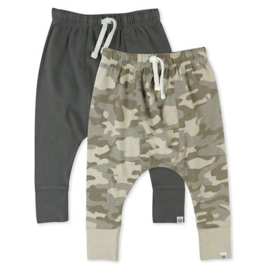 HonestBaby Multipack Honest Pants Joggers Pull on 100% Organic Cotton for Infant Baby and Toddler, Boys, Girls, Unisex, Sandstorm Camo, Newborn