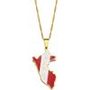 NineFit Basics Ladies Necklace Peru Map with Flag Pendant Necklaces Peruvian Jewelry Handmade Charm Stainless-Steel Talisman Jewelry Accessory Gift-I Love My Country,Gold Color,45Cm Thin Chain view 1