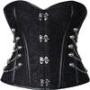 ADELCE Women's Spiral Steel Boned Steampunk Gothic Brocade Bustier Corset with Chains Plus Size Overbust Costume Black 2XL view 1