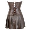 ADELCE Women's Punk Rock Faux Leather Dress Corsets Steampunk Bustier Lingeire Corset Skirt Overbust Costume Set Brown S view 2