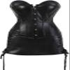 ADELCE Women's Gothic Steampunk Gothic Brocade Basque Faux Leather Corset Bustier with Skirt Overbust Costume Black 6XL view 1