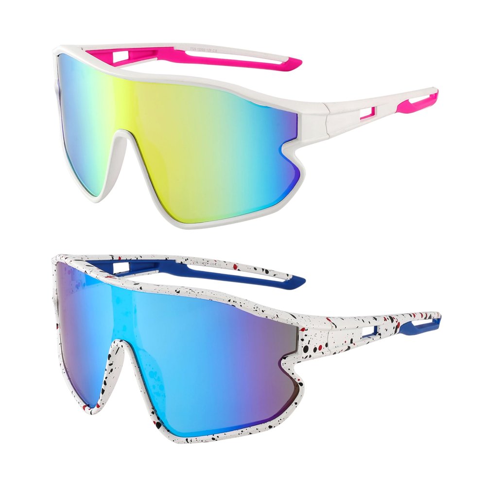 Yogo Vision Kids Sports Sunglasses Youth Lightweight Baseball UV400 Protection Sport Frame Shades for Boys Girls 2 pk