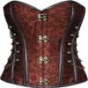 ADELCE Women's Spiral Steel Boned Steampunk Gothic Brocade Bustier Corset with Chains Plus Size Overbust Costume Brown 2XL view 1