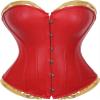 ADELCE Women's Halloween Cosplay Red Corset Top Satin Waist Cincher Costume Overbust Bustiers L view 4