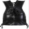 ADELCE Women's Gothic Steampunk Gothic Brocade Basque Faux Leather Corset Bustier with Skirt Overbust Costume Black S view 2
