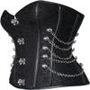 ADELCE Women's Spiral Steel Boned Steampunk Gothic Brocade Bustier Corset with Chains Plus Size Overbust Costume Black S view 3
