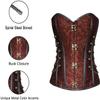 ADELCE Women's Spiral Steel Boned Steampunk Gothic Brocade Bustier Corset with Chains Plus Size Overbust Costume Brown M view 4