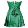 ADELCE Women's Punk Rock Faux Leather Dress Corsets Steampunk Bustier Lingeire Corset Skirt Overbust Costume Set Green 4XL view 2