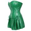 ADELCE Women's Punk Rock Faux Leather Dress Corsets Steampunk Bustier Lingeire Corset Skirt Overbust Costume Set Green 4XL view 3