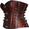 ADELCE Women's Spiral Steel Boned Steampunk Gothic Brocade Bustier Corset with Chains Plus Size Overbust Costume Brown S view 3