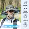 Men Women Wide Brim Sun Hats with 2 Solar Fan Waterproof Breathable Bucket Hat Outdoor Fishing Hat for Hiking Camping view 2