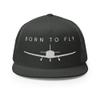 RIVEMUG NG Born to Fly Flat Bill Embroidered Trucker Hat High Crown Adjustable Airplane Pilot Cap Charcoal view 2