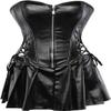 ADELCE Women's Punk Rock Faux Leather Dress Corsets Steampunk Bustier Lingeire Corset Skirt Overbust Costume Set Black 2XL view 1