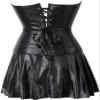 ADELCE Women's Punk Rock Faux Leather Dress Corsets Steampunk Bustier Lingeire Corset Skirt Overbust Costume Set Black 2XL view 2