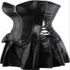 ADELCE Women's Punk Rock Faux Leather Dress Corsets Steampunk Bustier Lingeire Corset Skirt Overbust Costume Set Black 2XL view 3