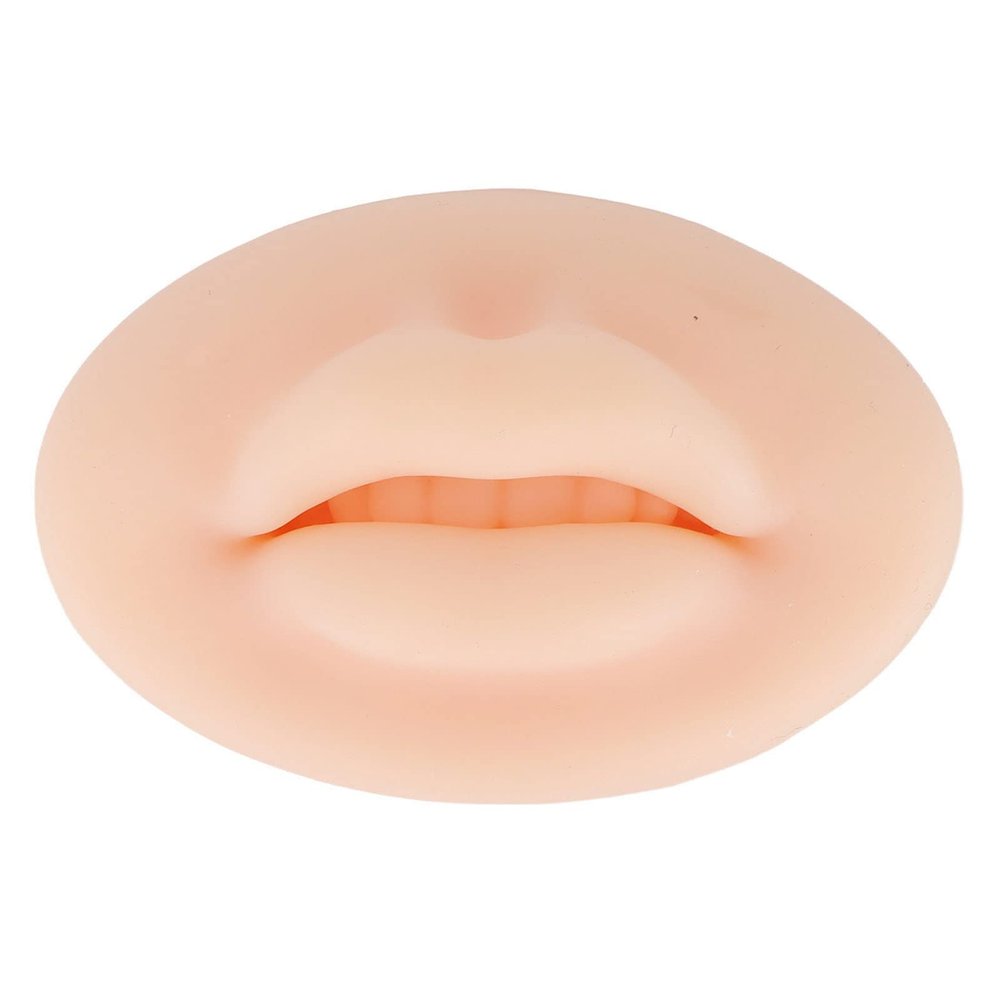 LUCKDANO 3D Silicone Lips Fake Lips for Lip Tattoo Practice Soft Real Skin Touch, Suitable for Novice Embroiderers, Showing Embroidery Skills (Light Beige)