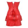 ADELCE Women's Gothic Steampunk Gothic Brocade Basque Faux Leather Corset Bustier with Skirt Overbust Costume Red L view 2
