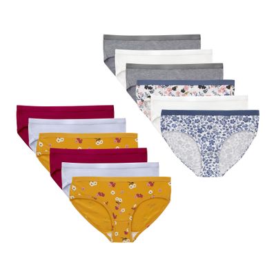 Hanes Girls' Hipster Underwear, Stretch Cotton Panties for Girls, Assorted, 12-Pack