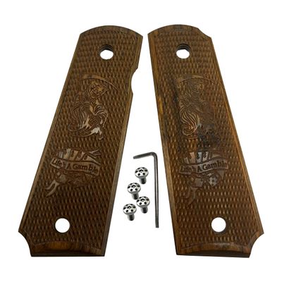 1911 Grips Classic Wood Full Size W/Screw and Wrench fits Springfield Colt Rock Grim Reaper
