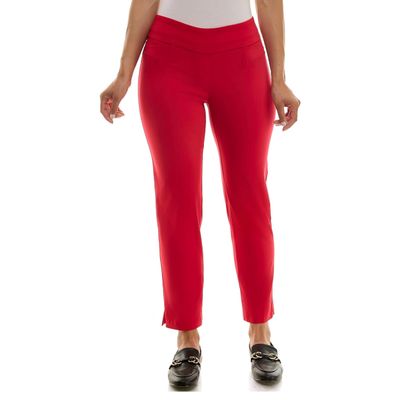 Zac & Rachel Women's Petite Pull-On Ankle Length Pants with Millennium Fabric, Lipstick Red, 4P