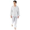 Fruit of the Loom Men's Long Sleeve Broadcloth Pajama Set, Natural/Green Plaid, Medium