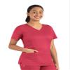 Maevn Matrix Womens Modern Fit Double V-Neck Medical Nurse Scrub Top, 3 Pockets, Inner Utility Loop, Bungee Loop Watermelon view 1
