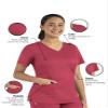 Maevn Matrix Womens Modern Fit Double V-Neck Medical Nurse Scrub Top, 3 Pockets, Inner Utility Loop, Bungee Loop Watermelon view 2
