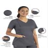 Maevn Matrix Womens Modern Fit Double V-Neck Medical Nurse Scrub Top, 3 Pockets, Inner Utility Loop, Bungee Loop Pewter view 2