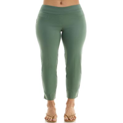 Zac & Rachel Women's Plus Pull-On Ankle Length Pants with Millennium Fabric, Laurel Wreath, 24W