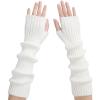 Ymomode Arm Warmers - Arm Warmers Women, Long Fingerless Gloves for Women Cashmere Blended Knitted Y2K Arm Warmer White view 1