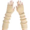 Ymomode Arm Warmers - Women's Cashmere Blended Knitted Y2K Arm Warmers in Black & Beige view 1