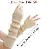 Ymomode Arm Warmers - Women's Cashmere Blended Knitted Y2K Arm Warmers in Black & Beige view 2