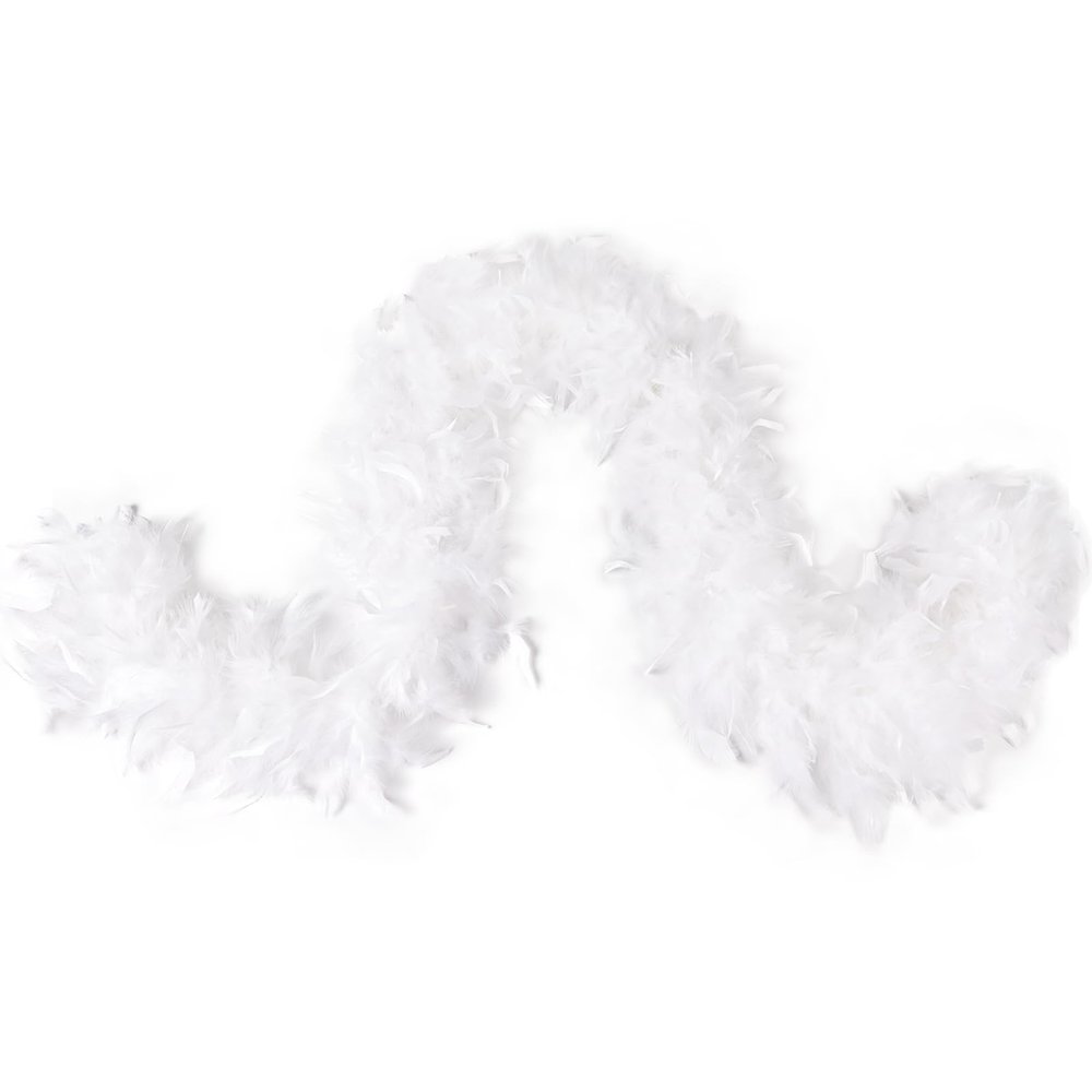 MAOFENG Chandelle Turkey Feather Boa 1.64 Yards 30g for Halloween Dancing Wedding Party DIY Craft Costume Decoration Feather Boa,White