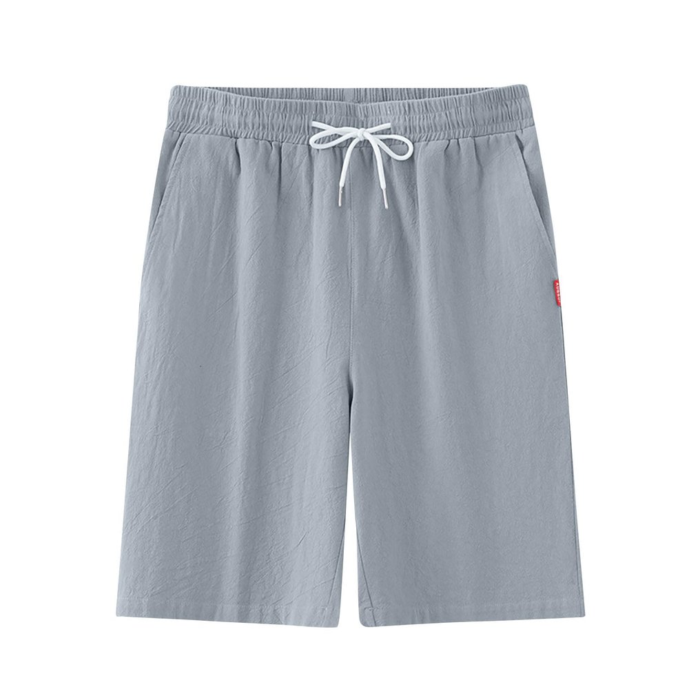 Mens Casual Shorts 9" Inseam Elastic Waist Drawstring Shorts Summer Regular Fit Beach Vacation SweatShorts with Pockets Gray