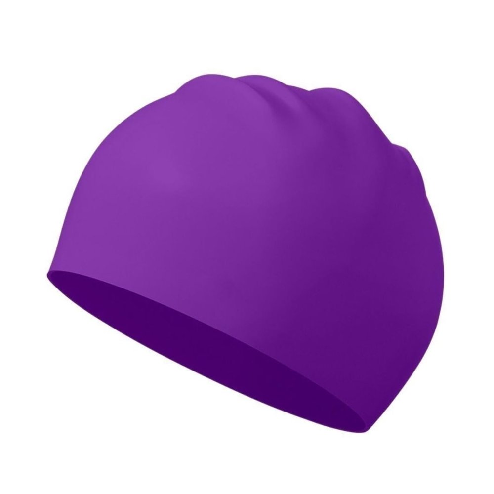JCUIYyo Pool Solid Color Silicone Ears Long Hair Large Swim Caps Silicone Swimming Caps High Elastic Diving Hat Bathing(Purple), 22.5*19 cm