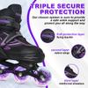 Kids Inline Skates for Girls Ages 6-12, Adjustable 4 Size Blades Roller Kids Skates for Girls and Boys, Youth and Teens, Beginner with Full Wheels Illuminating (Black&Purple, Large Size) view 2