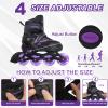 Kids Inline Skates for Girls Ages 6-12, Adjustable 4 Size Blades Roller Kids Skates for Girls and Boys, Youth and Teens, Beginner with Full Wheels Illuminating (Black&Purple, Large Size) view 3