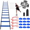 YEXEXINM Professional Agility Ladder Speed Training Equipment Set-20ft Agility Ladder,12 Soccer Cones, 4 Agility Hurdles, Running Parachute, Suitable for Soccer Football Basketball Training view 1